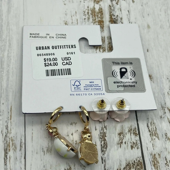 UO Rose Post & Hoop Earring Set, Blush, NWT - Picture 7 of 7